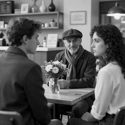 Café Scene: A Timeless Black and White