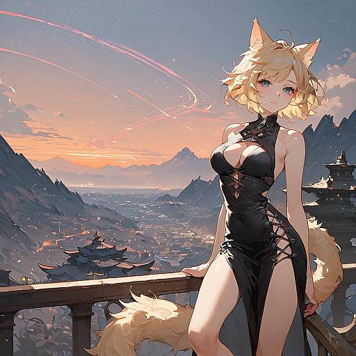 Neon City Miqo'te at Sunset