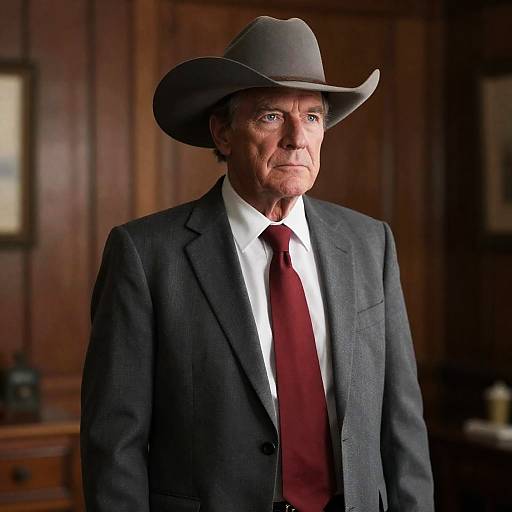 Serious Older Man in a Cowboy Hat