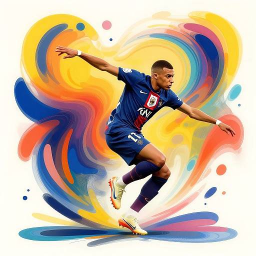 Mbappe Dancing in Abstract Surrealism