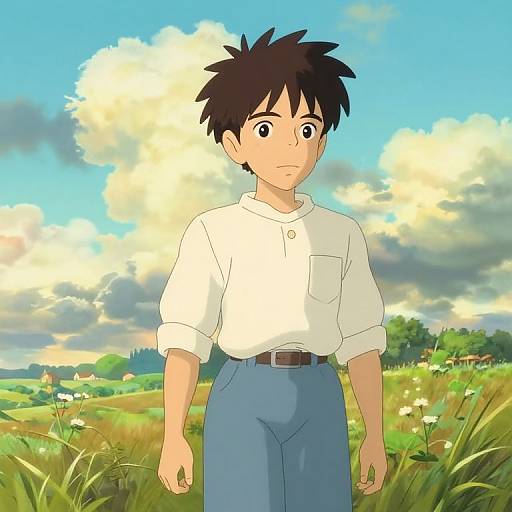 Spirited Protagonist in Ghibli Countryside