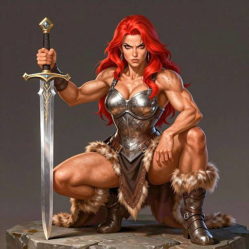 Fierce Red-Haired Warrior Woman