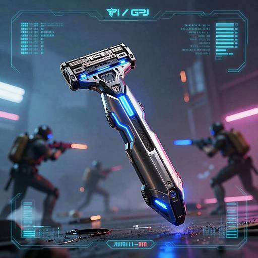 Futuristic War Razor in Neon Battlefield