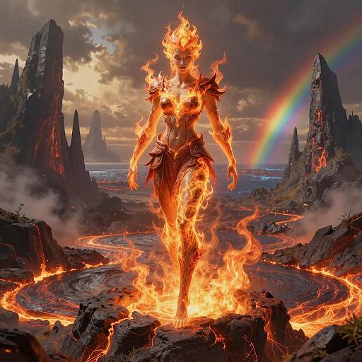 Majestic Fire Mage Queen Wallpaper