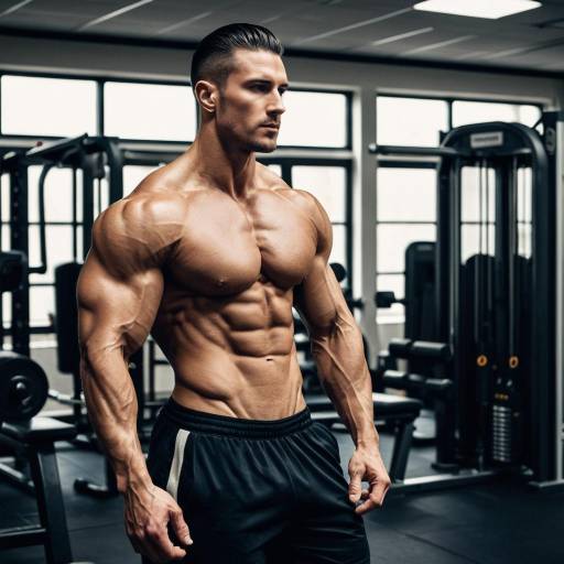 Muscular Man Posing in Gym