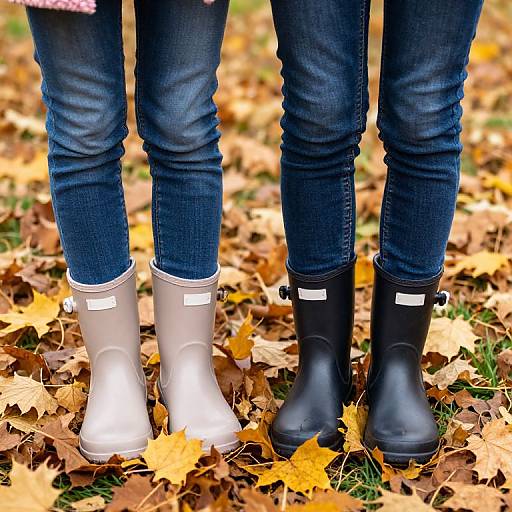 Girls in Joules Rain Boots on Leaves