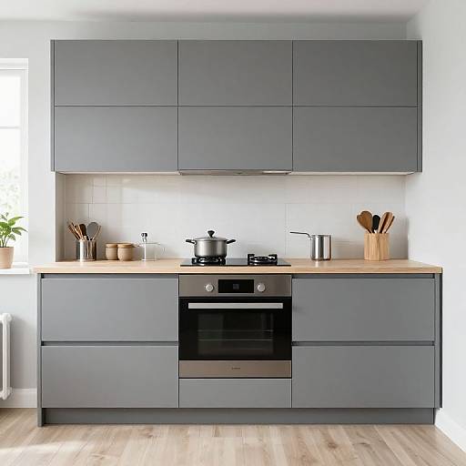 Compact Gray Kitchen Design Idea