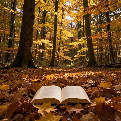 Autumn Forest with Book in Sunlight