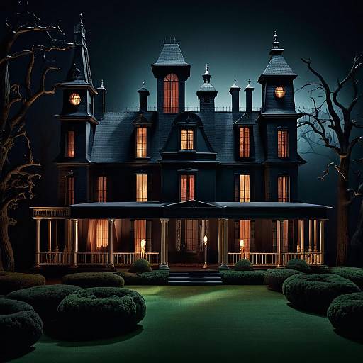 Haunted Mansion with Dark Vintage Lighting