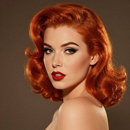 Vintage Pin-Up Woman with Red Hair
