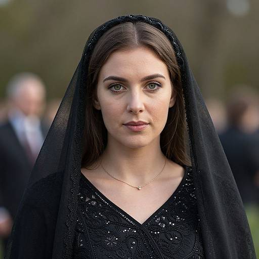 Realistic Woman in Funeral Attire