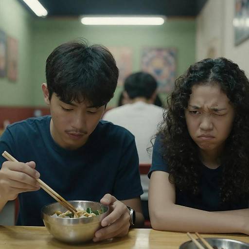 Intimate Restaurant Moment with Teenagers