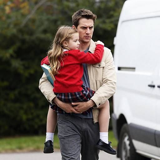 Intense Moment: Man and Girl Outdoors