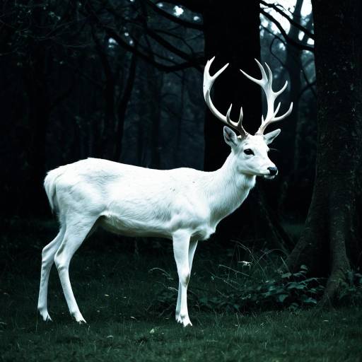 White Deer in Enchanted Forest