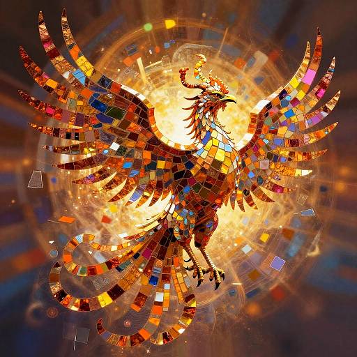 Mosaic Celestial Phoenix Digital Artwork