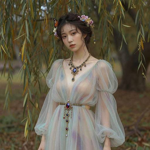 Moonlit Willow Autumnal Nymph Portrait