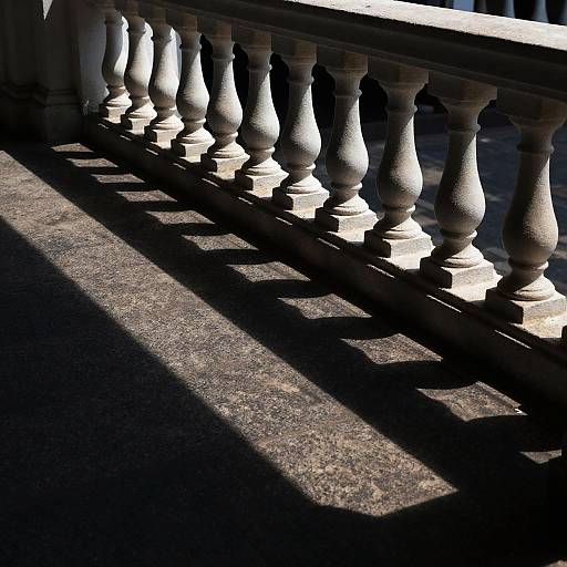 Ornate Stone Balcony with Dramatic Shadows