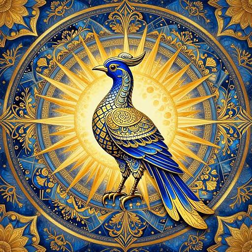Mythical Bird Mandala Sunburst Art