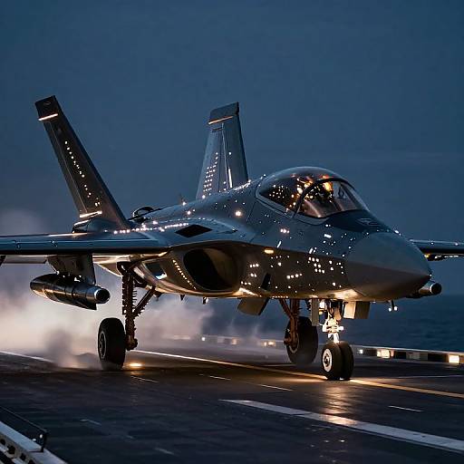 Futuristic Fighter Plane Night Takeoff