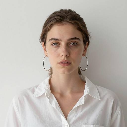 Young Woman with Silver Hoop Earrings