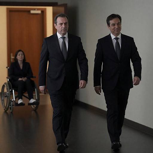 Two Men in Dimly Lit Hallway