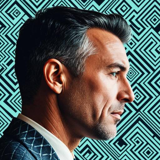 Profile of Mature Smart Man with Geometric Background