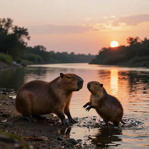 Capybara Duel at Fiery Riverbank
