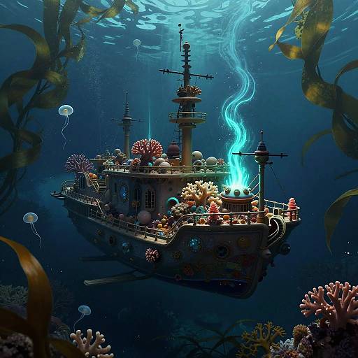 Sailing Coral Ark in Bioluminescent Kelp