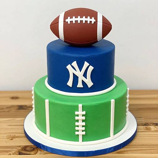 Two-Tier Football Cake with NY Logos