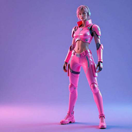 Neon Cyberpunk Strawberry Fighter