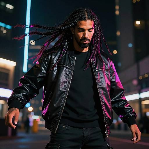 Drake with Futuristic Neon Hair