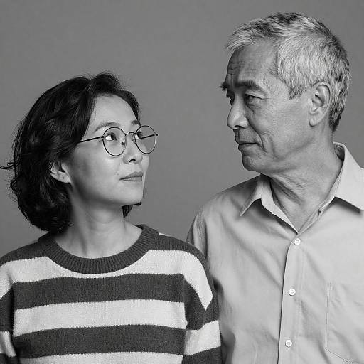 Black and White Portrait of Two People