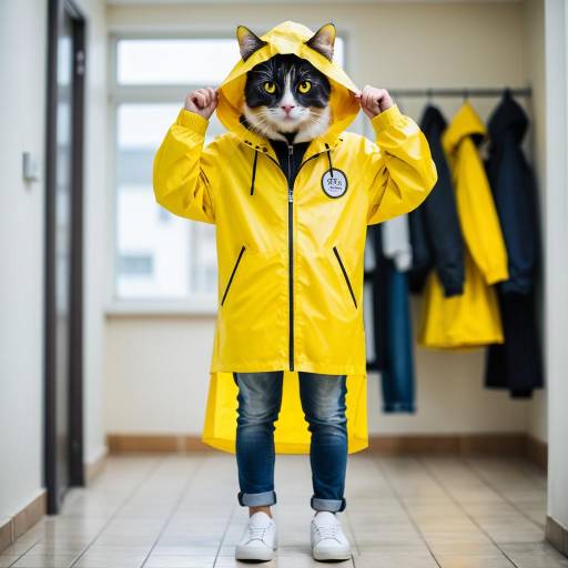 Solo Cat in Yellow Raincoat Portrait