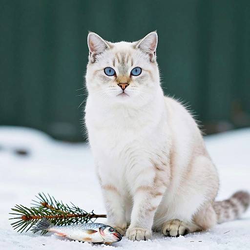 Sleek Snowy Cat on Icy Tundra