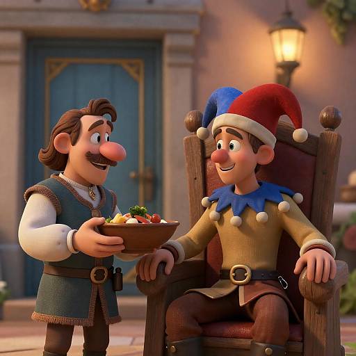 Medieval CGI Characters with Food Bowl