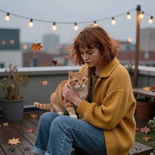 Cozy Autumn Rooftop Garden Scene