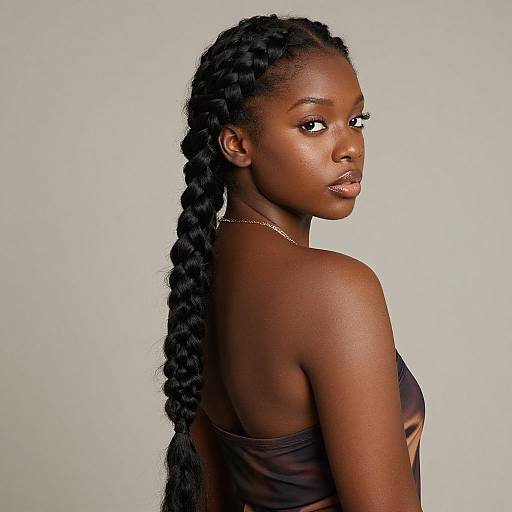 Realistic Long Braid on Dark-Skinned Female