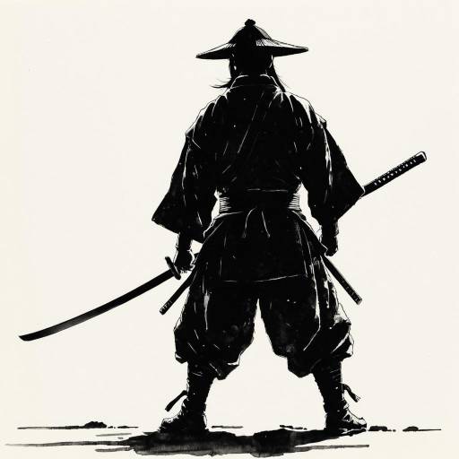 Mysterious Samurai Ink Drawing
