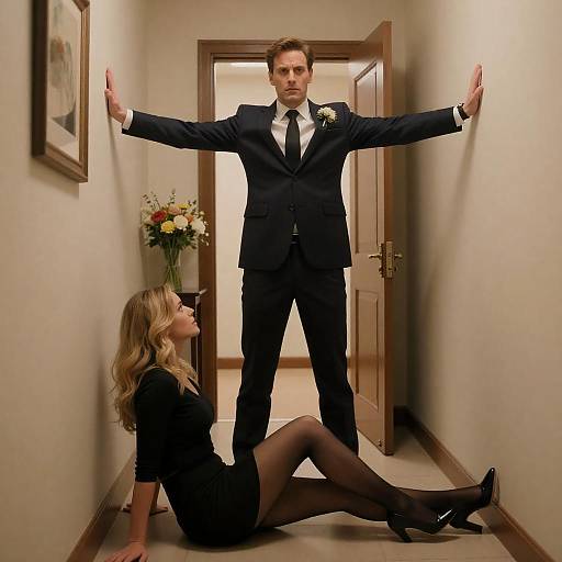 Dramatic Hallway Portrait of Couple