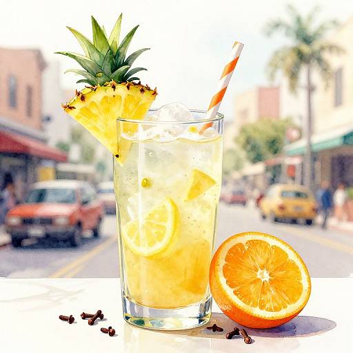 Tropical Pisco Cocktail Watercolor Art