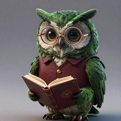 3D Scholarly Owl with Glasses