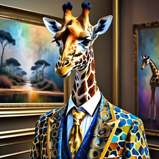 Dressed-Up Giraffe Artist Digital Painting