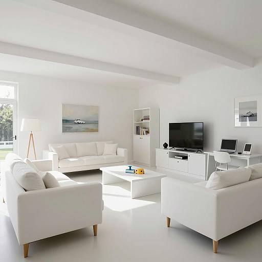 Luxurious All-White Midcentury Living Room