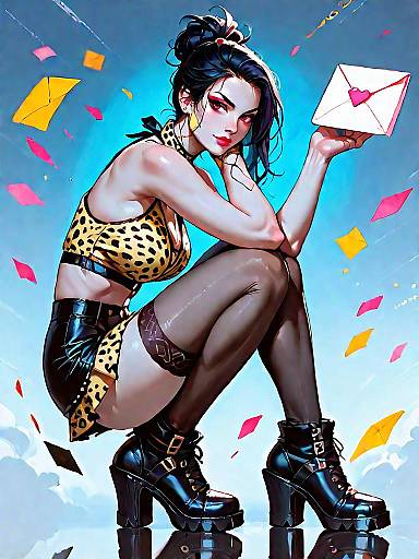 Edgy Woman in Leopard Print and Leather