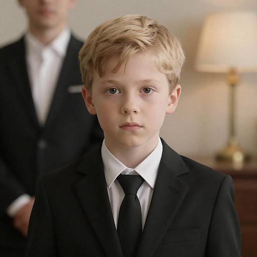 Serious Young Boy in Elegant Setting