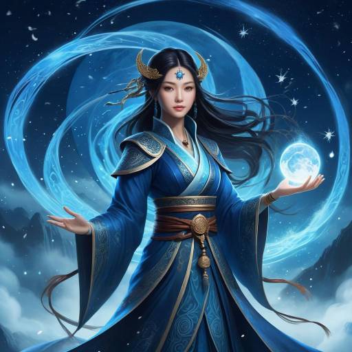 Ethereal Sorceress in Starry Night