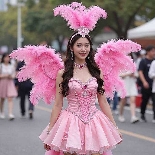 Woman in Pink Carnival Costume