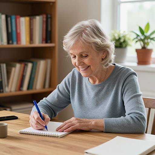 Warm Elderly Woman Writing Indoors