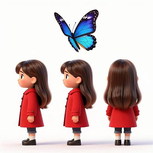 Pixar-Style Girl with Butterfly Poses
