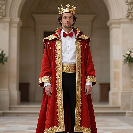 Regal Handsome Man in Golden Crown